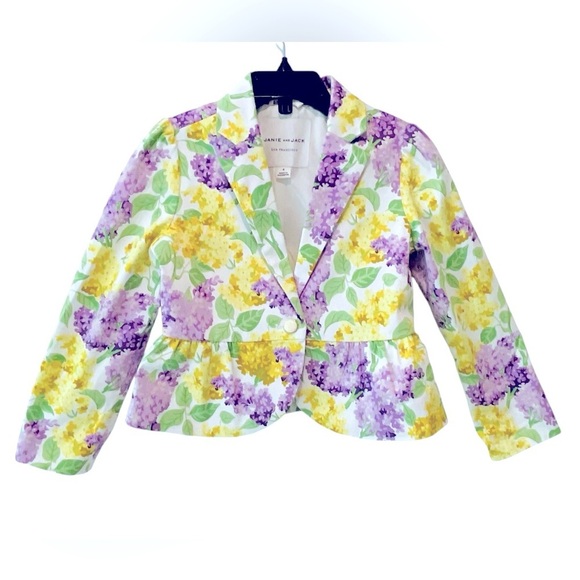 Janie and Jack Floral Sateen Peplum Jacket White Floral Size 4 Girls Spring NEW - Picture 2 of 8